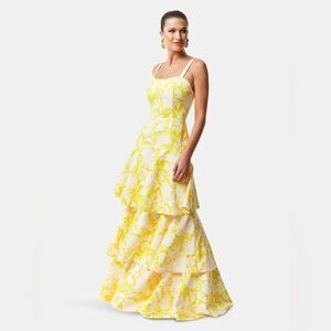 Mestiza New York Torero Gown Yellow and White Toile Sz 12